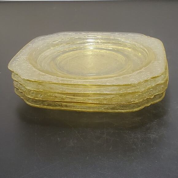 FEDERAL MADRID AMBER YELLOW DEPRESSION GLASS 6" Bread Plate Set of 4 - Picture 1 of 4